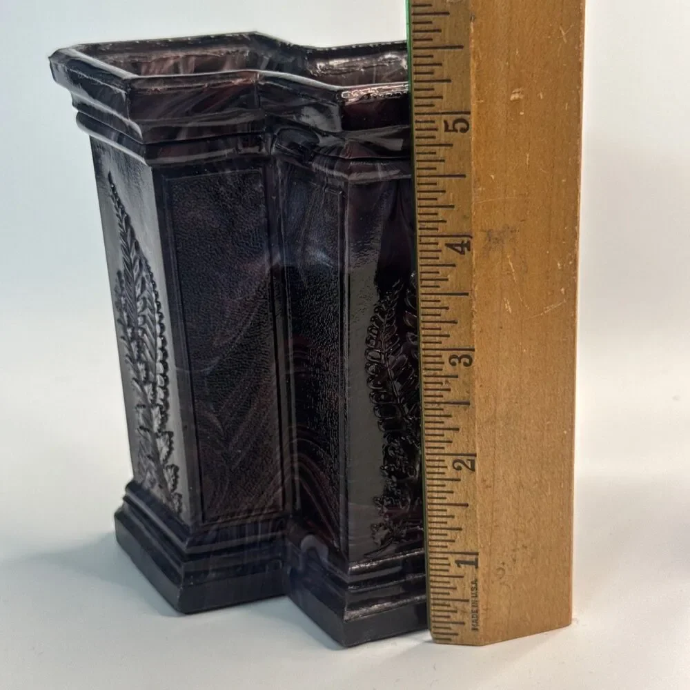 Antique 1880 Sowerby Purple/White Malachite - Double Fern and Cattails